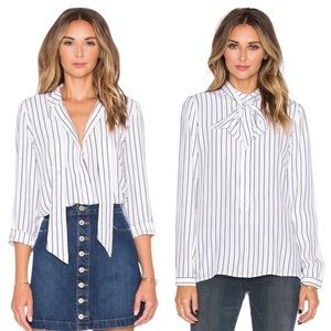 FRAME Silk Striped White Blouse